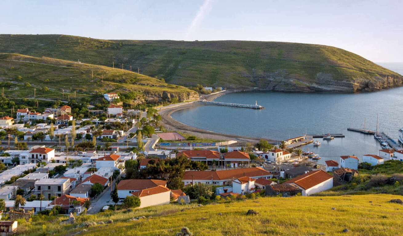 Traditional houses and the port as seen from above