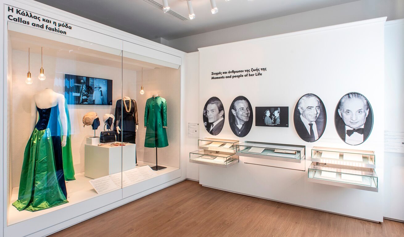 View of the first floor of Maria Callas Museum with part of the collection