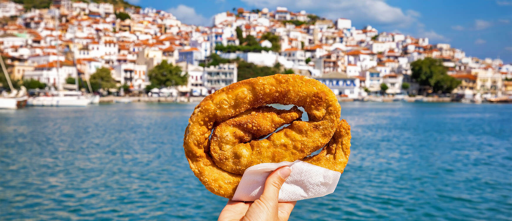 Spiral shape cheese pie from Skopelos