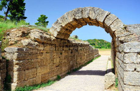 Ancient arch leading to an ancient stadium.