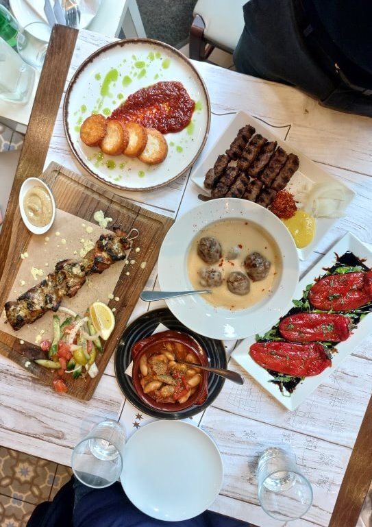 A table with different dishes of local food
