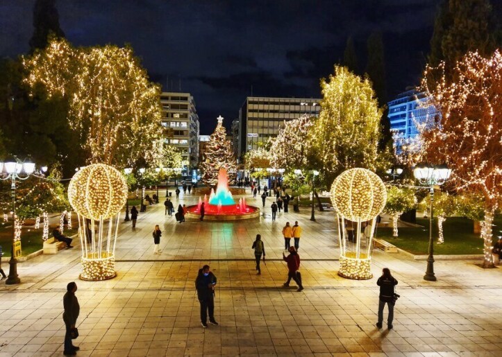 Christmas décor Syntagma square in Athens Greece 