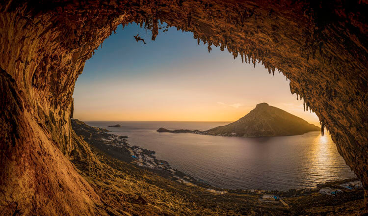 cave, sea,sky,sun