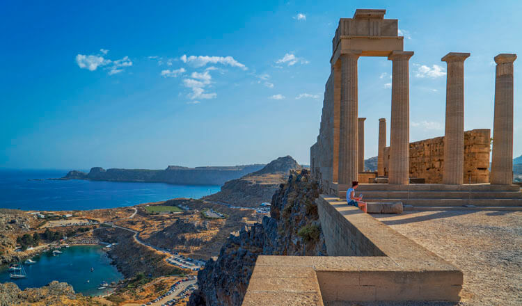 sky, ancient monumet, acropolis of Lindos