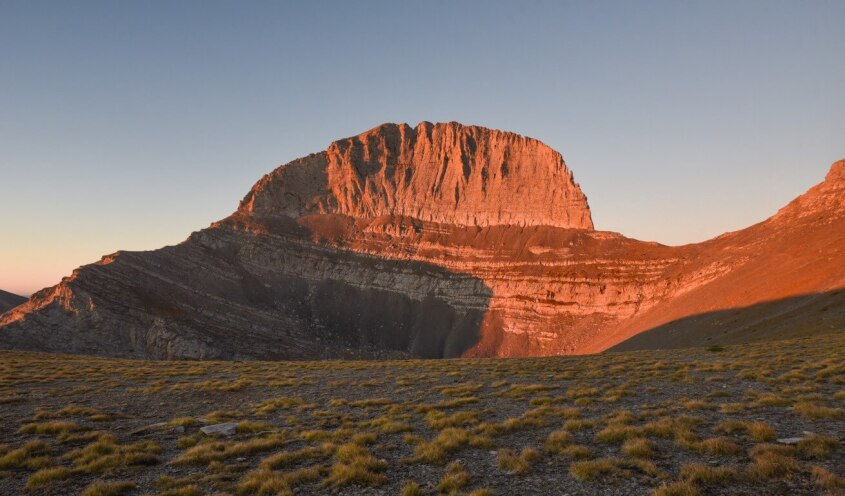 View of olympus mountain at sunrise