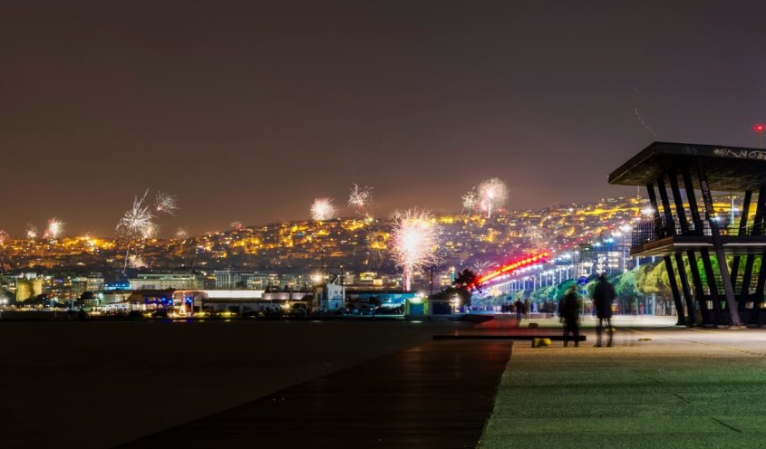 Fireworks at the port of Thessaloniki